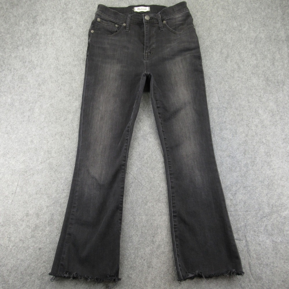 Madewell Cali Demi Boot Jeans‎ Womens 26 Black Wash Frayed Hem